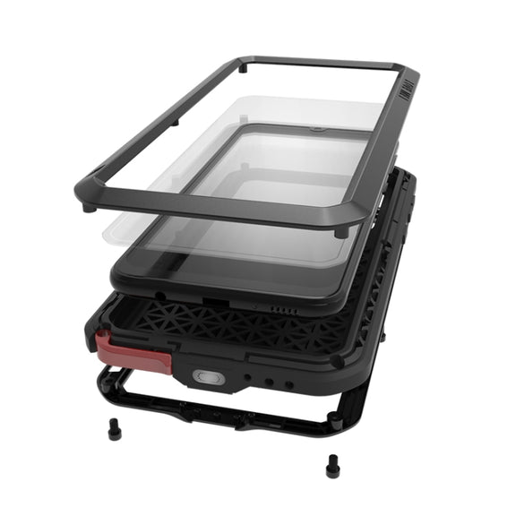 For Galaxy A40s LOVE MEI Metal Shockproof Water-resistant Dustproof Protective Case(Black)