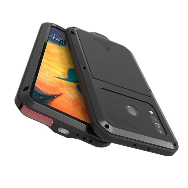 For Galaxy A40s LOVE MEI Metal Shockproof Water-resistant Dustproof Protective Case(Black)