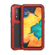 For Galaxy A40s LOVE MEI Metal Shockproof Water-resistant Dustproof Protective Case(Red)