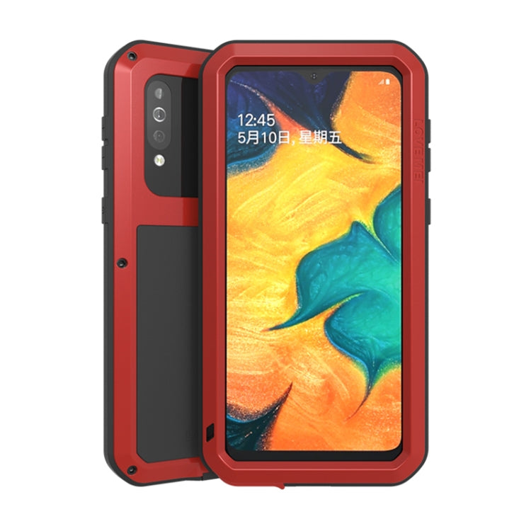 For Galaxy A40s LOVE MEI Metal Shockproof Water-resistant Dustproof Protective Case(Red)