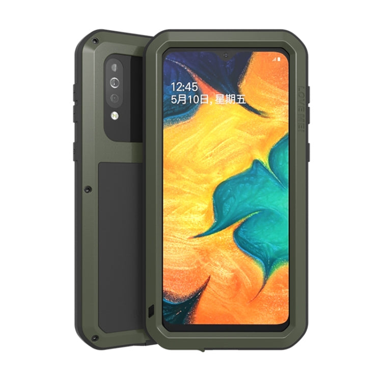 For Galaxy A40s LOVE MEI Metal Shockproof Water-resistant Dustproof Protective Case(Army Green)