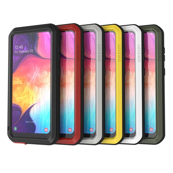 For Galaxy A50 LOVE MEI Metal Shockproof Water-resistant Dustproof Protective Case(Army Green)