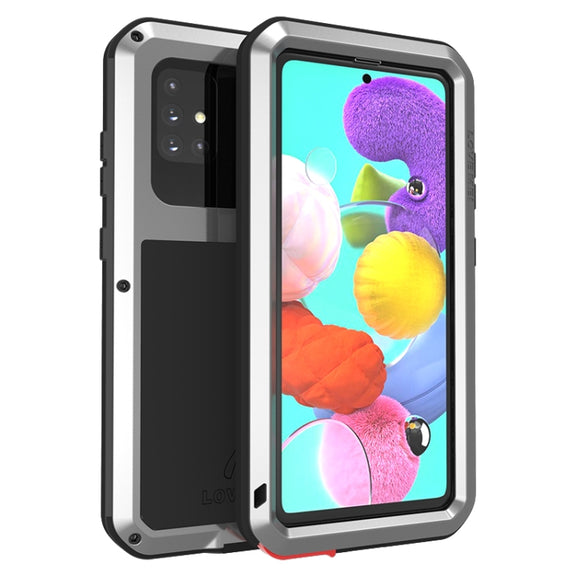 For Galaxy A51 LOVE MEI Metal Shockproof Water-resistant Dustproof Protective Case(Silver)