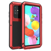 For Galaxy A51 LOVE MEI Metal Shockproof Water-resistant Dustproof Protective Case(Red)