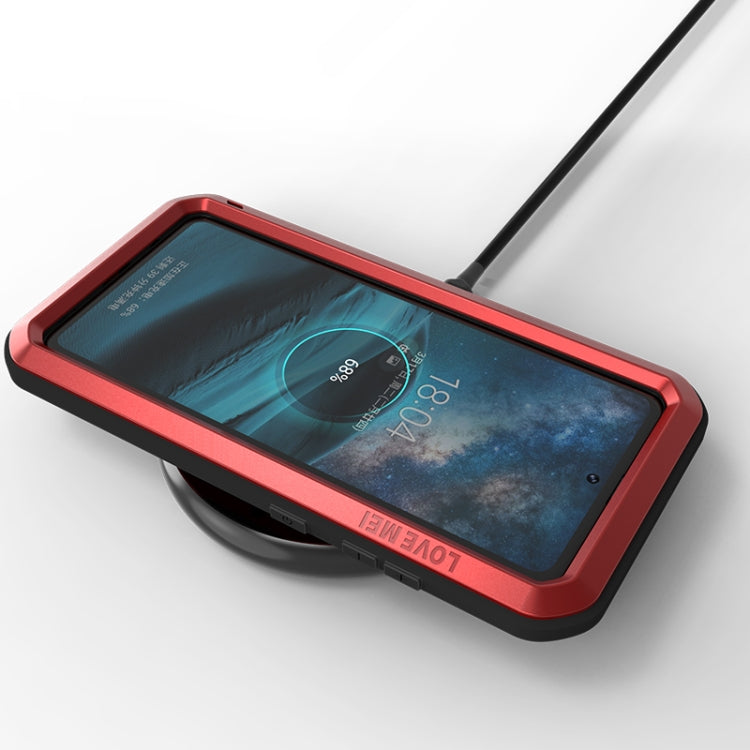 For Galaxy A51 LOVE MEI Metal Shockproof Water-resistant Dustproof Protective Case(Red)