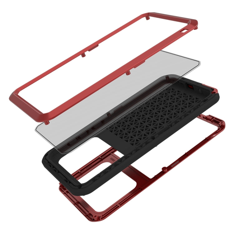 For Galaxy A71 LOVE MEI Metal Shockproof Water-resistant Dustproof Protective Case(Red)