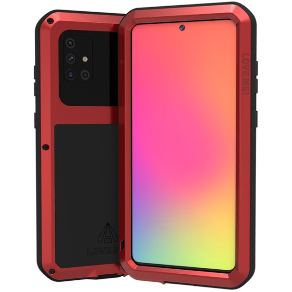 For Galaxy A71 LOVE MEI Metal Shockproof Water-resistant Dustproof Protective Case(Red)