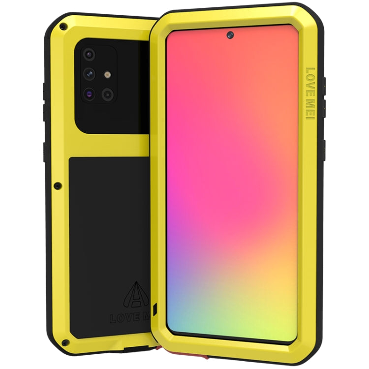 For Galaxy A71 LOVE MEI Metal Shockproof Water-resistant Dustproof Protective Case(Yellow)