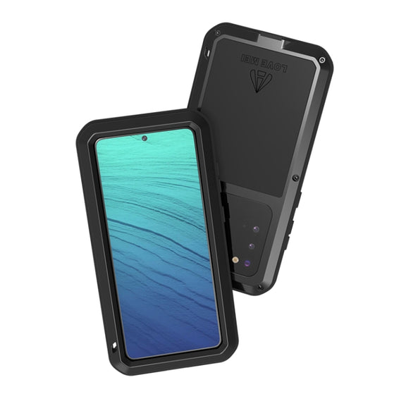 For Galaxy S20 LOVE MEI Metal Shockproof Water-resistant Dustproof Protective Case(Black)