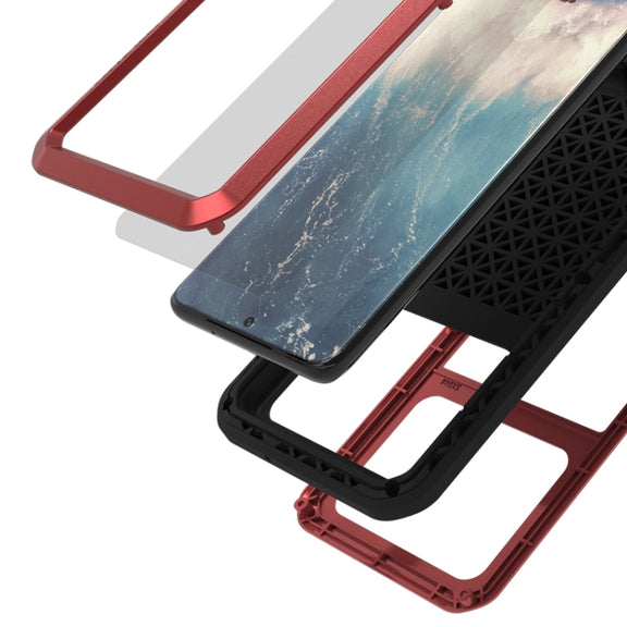 For Galaxy S20 Plus LOVE MEI Metal Shockproof Water-resistant Dustproof Protective Case(Red)