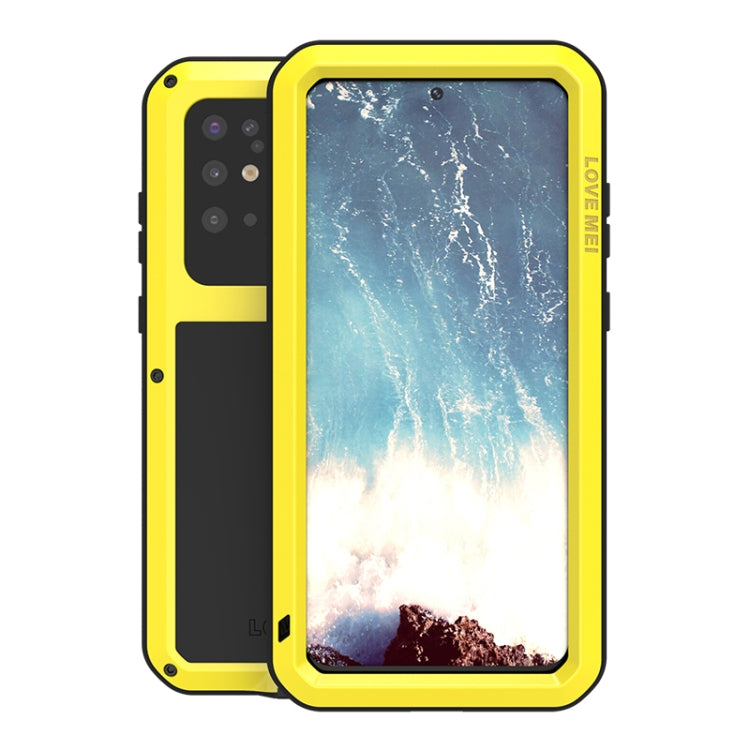 For Galaxy S20 Plus LOVE MEI Metal Shockproof Water-resistant Dustproof Protective Case(Yellow)