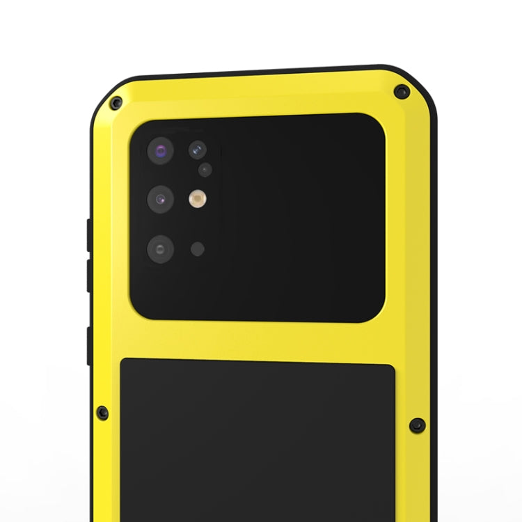 For Galaxy S20 Plus LOVE MEI Metal Shockproof Water-resistant Dustproof Protective Case(Yellow)
