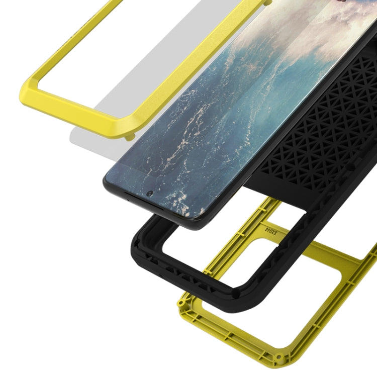 For Galaxy S20 Plus LOVE MEI Metal Shockproof Water-resistant Dustproof Protective Case(Yellow)
