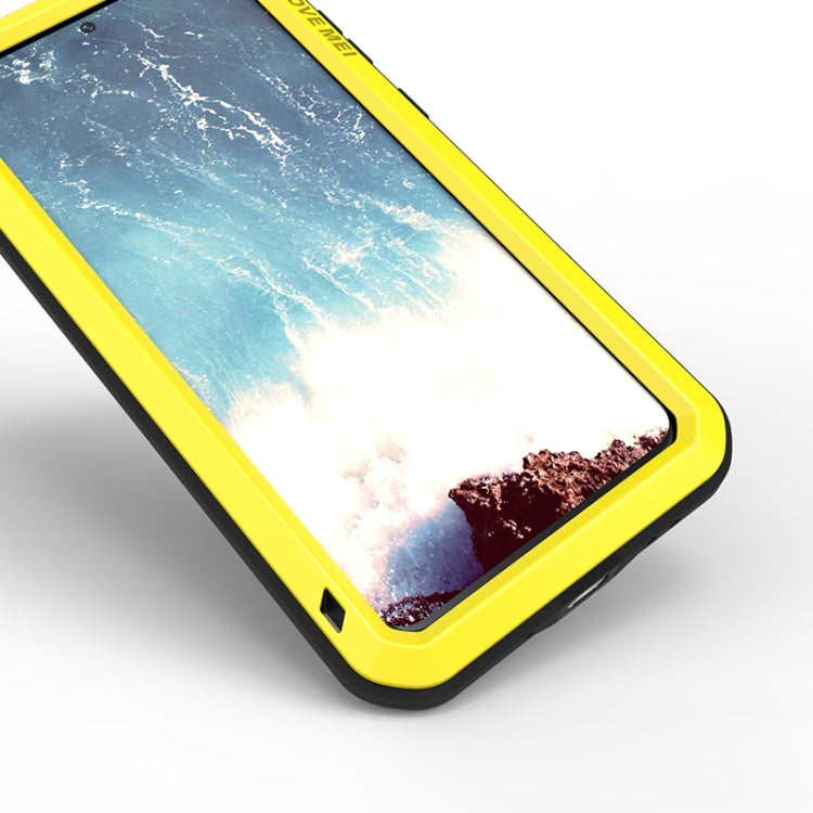 For Galaxy S20 Plus LOVE MEI Metal Shockproof Water-resistant Dustproof Protective Case(Yellow)