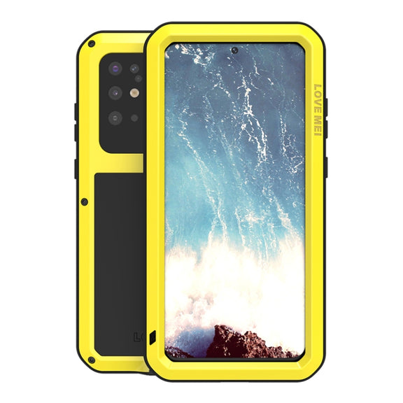 For Galaxy S20 Plus LOVE MEI Metal Shockproof Water-resistant Dustproof Protective Case(Yellow)