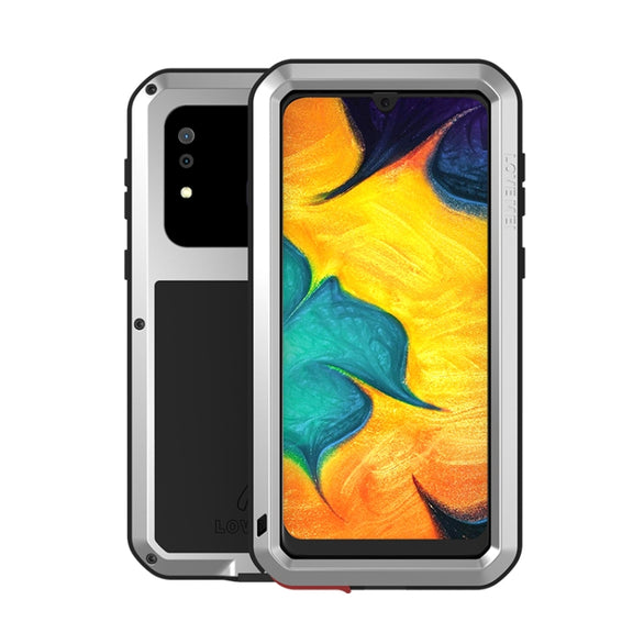For Galaxy A30 LOVE MEI Metal Shockproof Water-resistant Dustproof Protective Case(Silver)