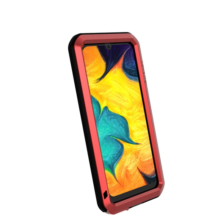 For Galaxy A30 LOVE MEI Metal Shockproof Water-resistant Dustproof Protective Case(Red)
