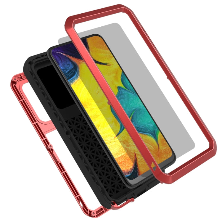 For Galaxy A30 LOVE MEI Metal Shockproof Water-resistant Dustproof Protective Case(Red)