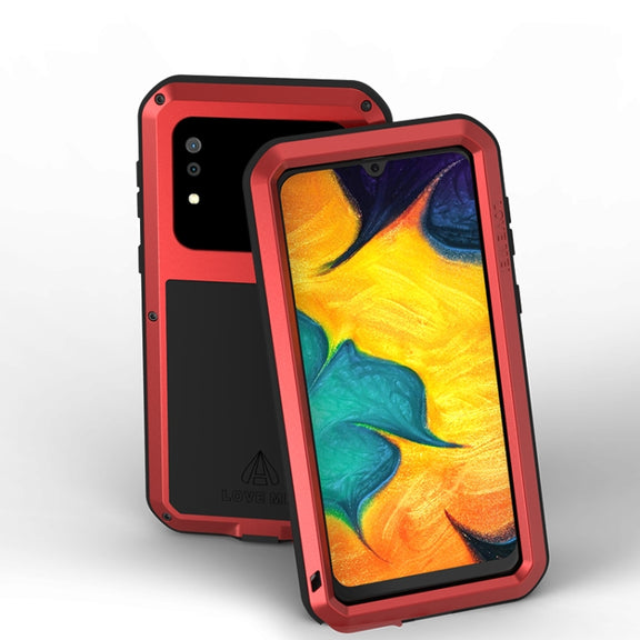 For Galaxy A30 LOVE MEI Metal Shockproof Water-resistant Dustproof Protective Case(Red)