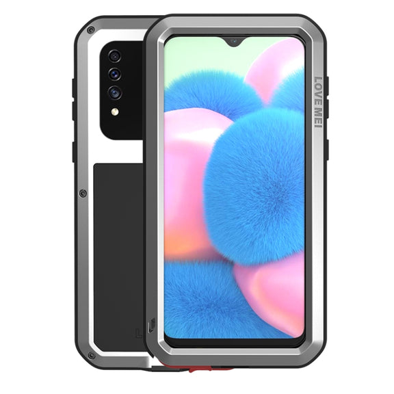 For Galaxy A30s LOVE MEI Metal Shockproof Water-resistant Dustproof Protective Case(Silver)