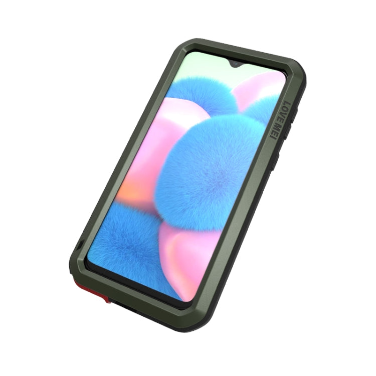 For Galaxy A30s LOVE MEI Metal Shockproof Water-resistant Dustproof Protective Case(Army Green)