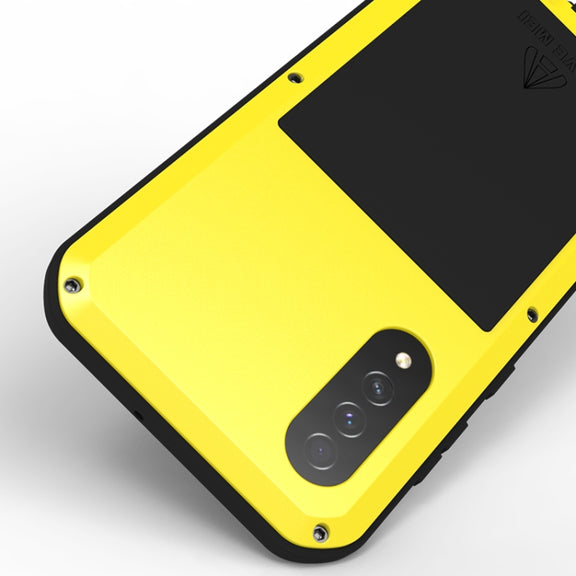 For Galaxy A50s LOVE MEI Metal Shockproof Water-resistant Dustproof Protective Case(Yellow)