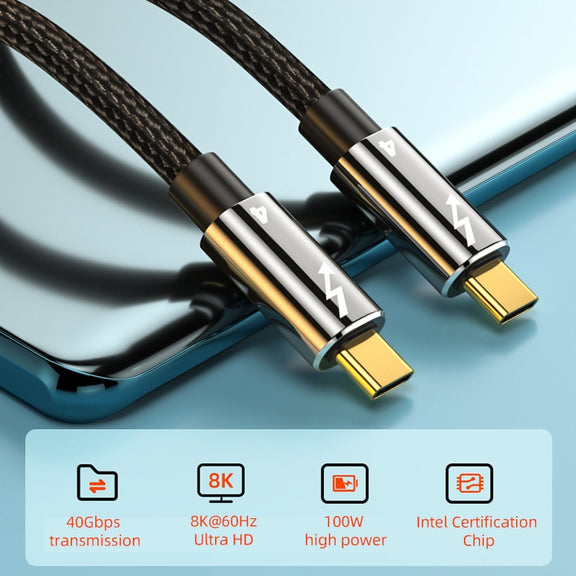 100W Type-C to Type-C Compatible Thunderbolt 4 Full-function Data Cable, Length:0.3m