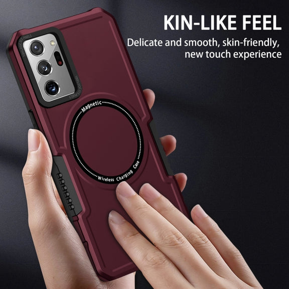 For Samsung Galaxy Note20 Ultra MagSafe Shockproof Armor Phone Case(Wine Red)