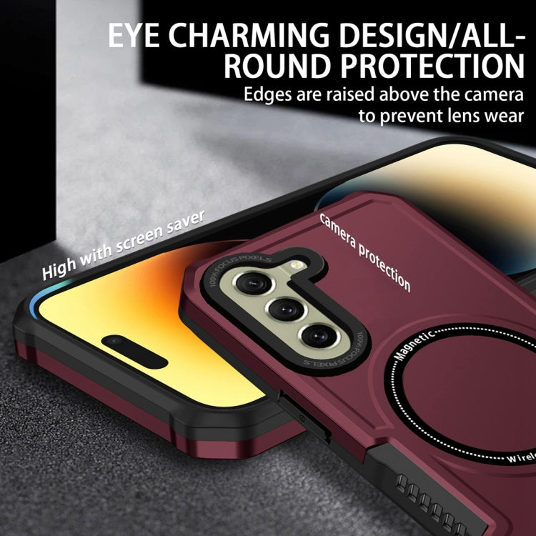 For Samsung Galaxy S21 FE 5G MagSafe Shockproof Armor Phone Case(Wine Red)