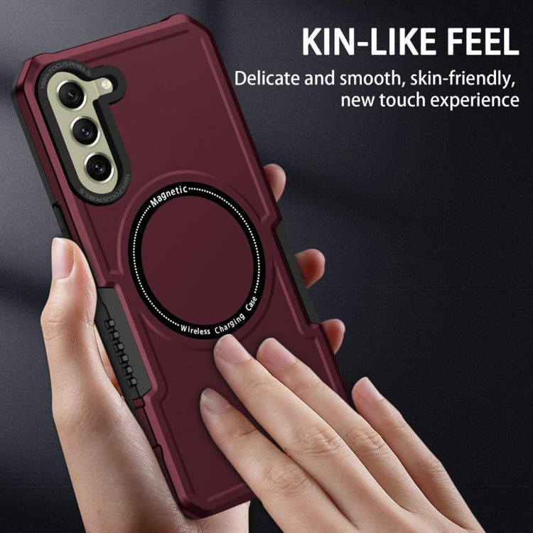 For Samsung Galaxy S21 FE 5G MagSafe Shockproof Armor Phone Case(Wine Red)
