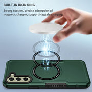 For Samsung Galaxy S21 FE 5G MagSafe Shockproof Armor Phone Case(Dark Green)