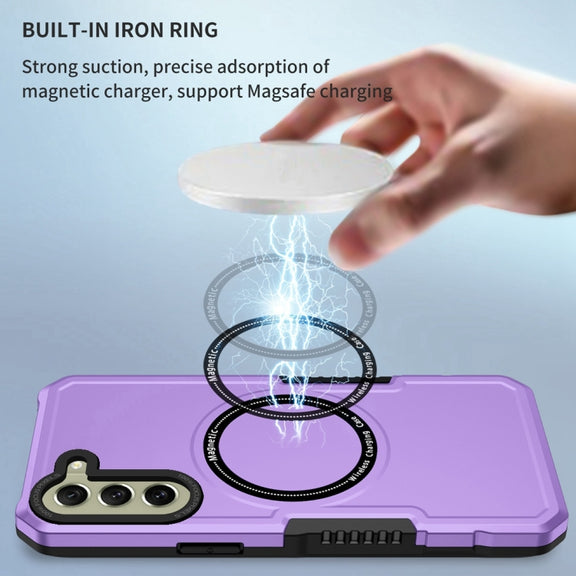 For Samsung Galaxy S21 FE 5G MagSafe Shockproof Armor Phone Case(Purple)