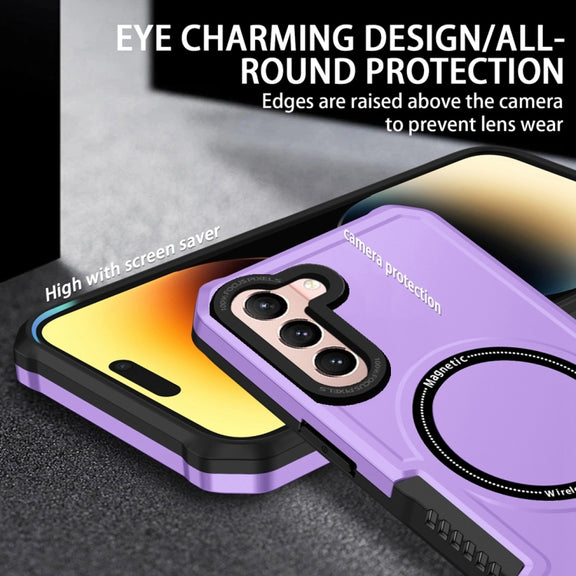 For Samsung Galaxy S21 5G MagSafe Shockproof Armor Phone Case(Purple)