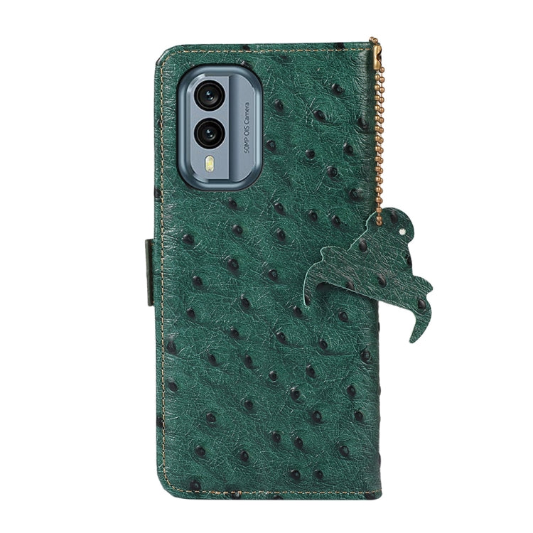 For Nokia X30 5G Ostrich Pattern Genuine Leather RFID Phone Case(Green)