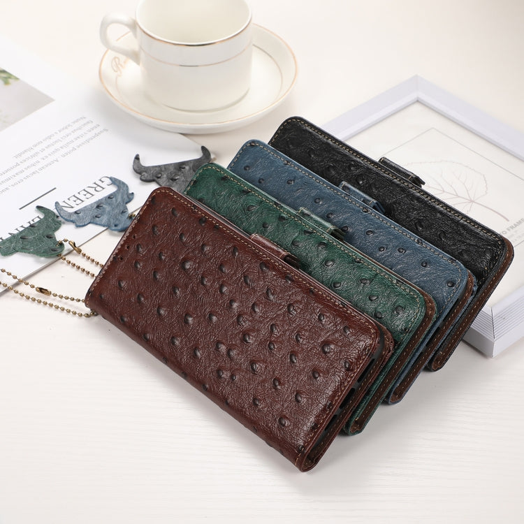 For Nokia X30 5G Ostrich Pattern Genuine Leather RFID Phone Case(Green)