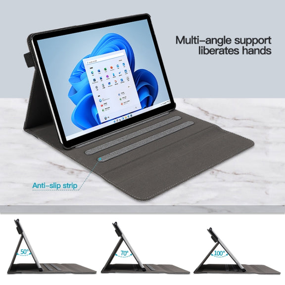 For Microsoft Surface Pro 10 / 9 Cloth Texture Stitching Leather Tablet Case(Grey Blue)