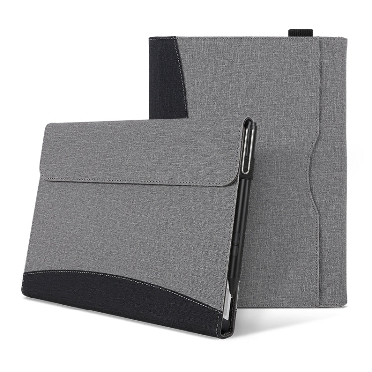 For Microsoft Surface Pro 7 / 6 / 5 / 4 Cloth Texture Stitching Leather Tablet Case(Black Grey)