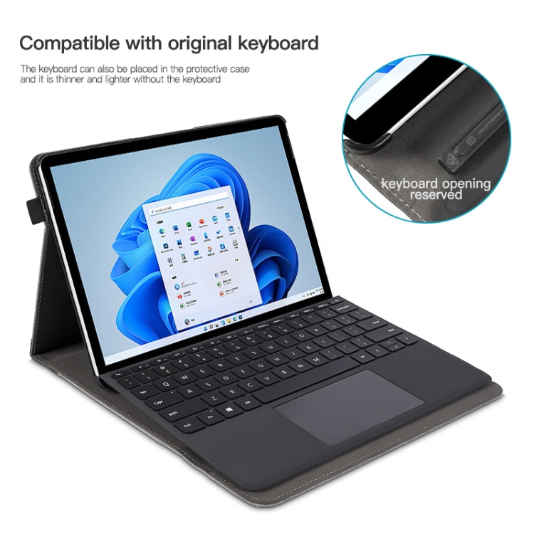 For Microsoft Surface Pro 7 / 6 / 5 / 4 Cloth Texture Stitching Leather Tablet Case(Black Grey)