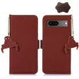 For Google Pixel 7 Genuine Leather Magnetic RFID Leather Phone Case(Coffee) - Google Cases by PMC TechLife | Online Shopping South Africa | PMC TechLife | Buy Now Pay Later Mobicred