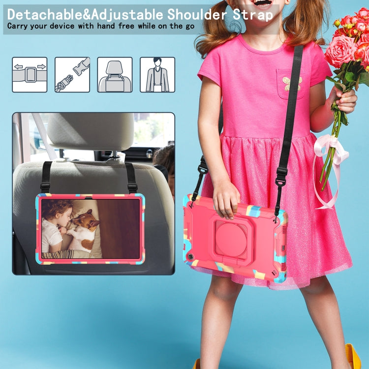 For Lenovo Tab M10 Plus 10.6 3rd Gen 2022 Silicone + PC Bracelet Holder Tablet Case(Camouflage + Rose Red)