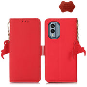 For Nokia X30 5G Side-Magnetic TJ Genuine Leather RFID Phone Case(Red)