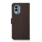 For Nokia X30 5G KHAZNEH Side-Magnetic Litchi Genuine Leather RFID Phone Case(Brown)