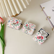 For AirPods Pro White Floral PU Leather Wireless Earphone Case