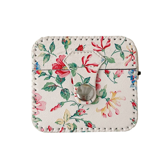 For AirPods Pro 2 White Floral PU Leather Wireless Earphone Case