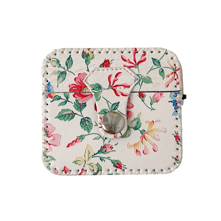 For AirPods 3 White Floral PU Leather Wireless Earphone Case