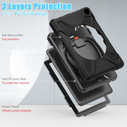 For Amazon Fire HD 8 2022 Silicone + PC Protective Tablet Case with Holder & Shoulder Strap(Black)