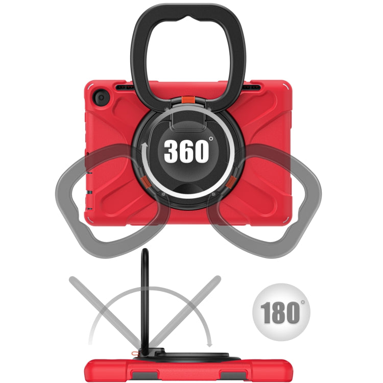 For Amazon Fire HD 8 2022 Silicone + PC Protective Tablet Case with Holder & Shoulder Strap(Red)