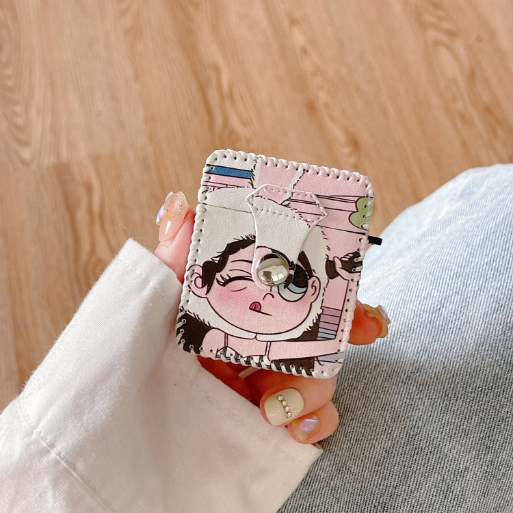 For AirPods Pro Wearing Hat Girl Pattern PU Leather Wireless Earphone Case