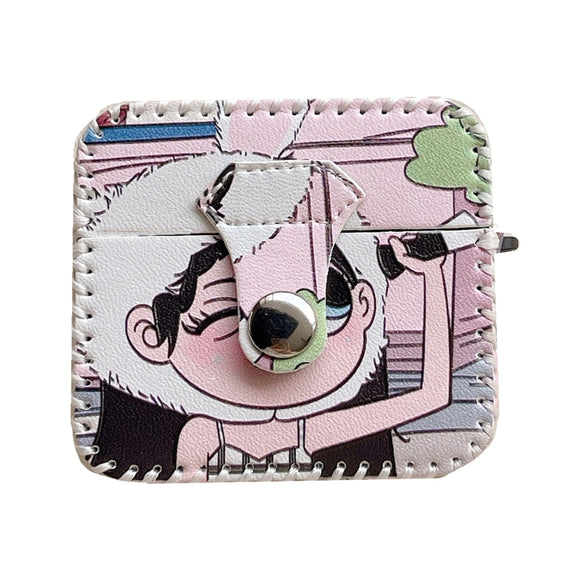For AirPods Pro Wearing Hat Girl Pattern PU Leather Wireless Earphone Case
