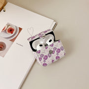 For AirPods Pro PU Leather Wireless Earphone Case(Purple Flowers)